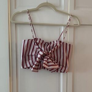 Striped Red and White The Fifth Label Tie-Front Crop Top | Size S